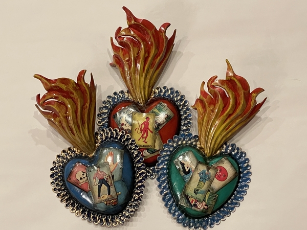 Sacred Heart with Assorted Loteria Images | Religious Nichos and Tin Decor