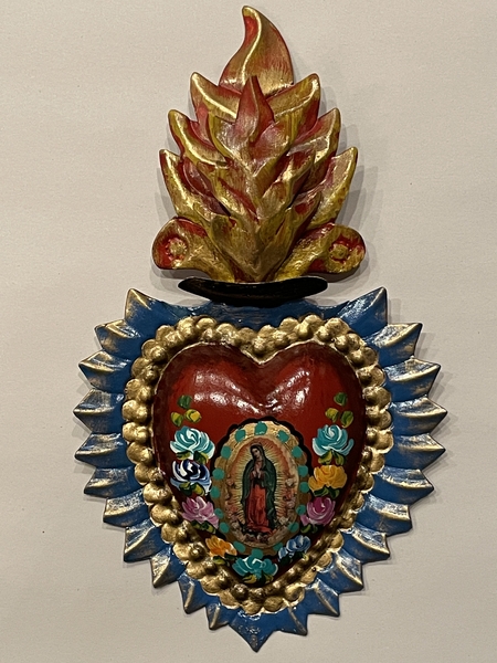 Sacred Heart with Guadalupe Image | Tin Sacred Hearts