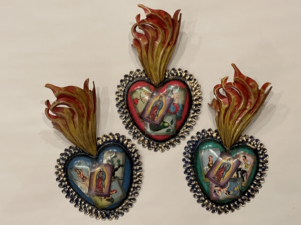 Sacred Heart with Guadalupe Loteria Image | Religious Nichos and Tin Decor