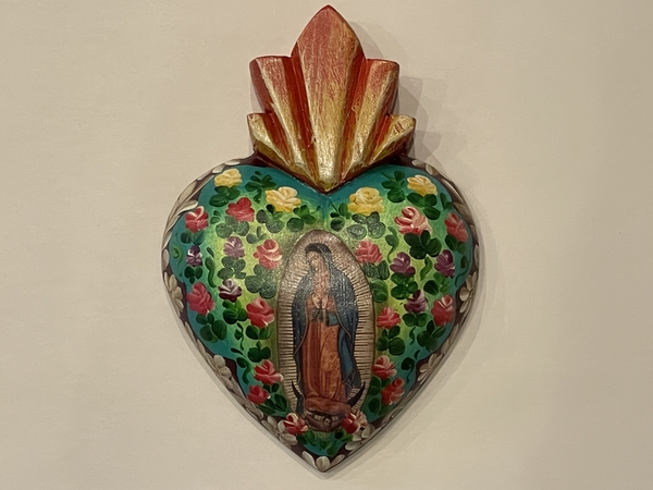 Hand Painted Heart with Guadalupe | Sacred Hearts, Assorted