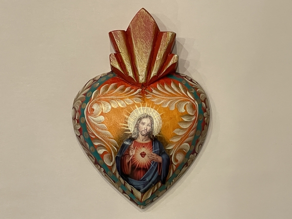 Hand Painted Heart with Jesus in Sacred Heart |  New Arrivals