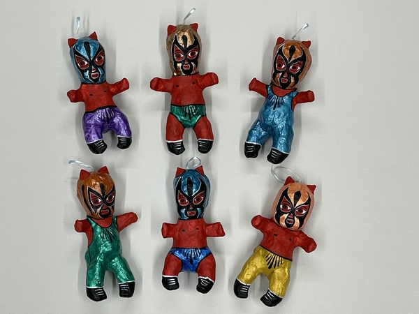 Devil Lucha Baby, S/2 | Day of the Dead Ornaments, Paper Mache