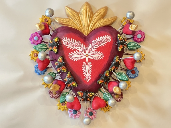 Sacred Heart with Monarch Butterflies | Crafted in Clay