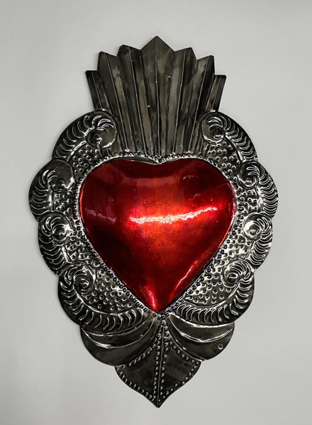 Tin Sacred Heart, Large, (F) | Religious Nichos and Tin Decor