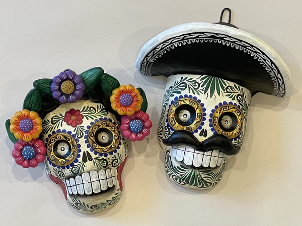 Pair of Calaveras | Day of the Dead Clay Work