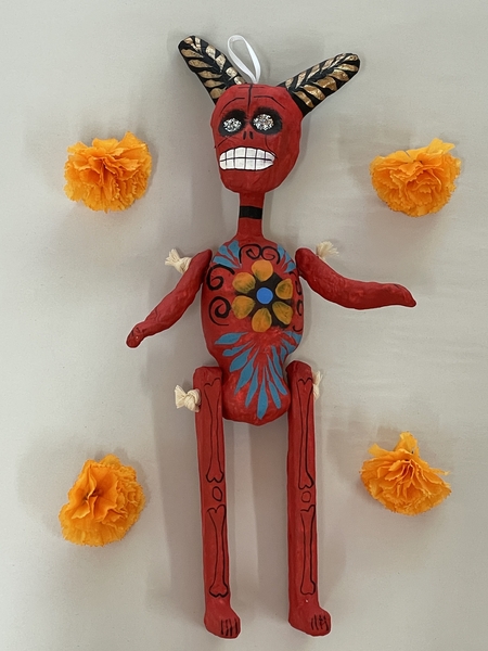 Articulated Devil, S/2 | Day of the Dead Ornaments, Paper Mache