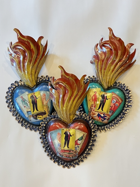 Sacred Heart with Trump Loteria Image | Tin Sacred Hearts