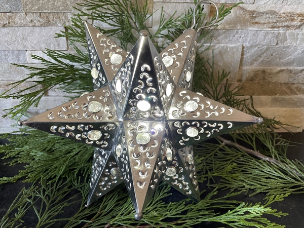 Moravian Tin Star, Clear Marbles | Christmas Ornaments, Tin