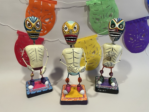 Lucha Libre DOD Clay Figurine | Day of the Dead Clay Work
