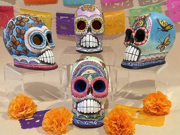 Monarch Covered Skull | Day of the Dead Clay Work
