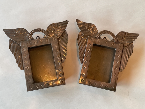 Antiqued Tin Nicho with Angel Wings, S/2 |  New Arrivals