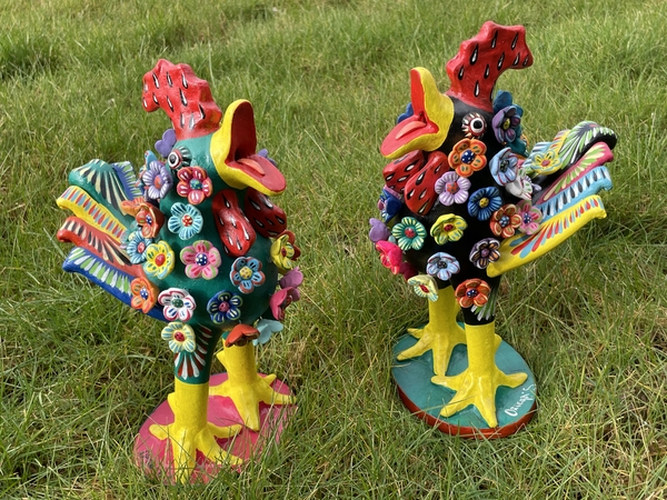 Rooster with Flowers, Small | Ortega's Folk Art