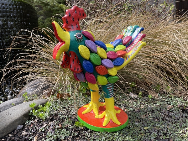 Rooster with Feathers, Medium | Ortega's Folk Art