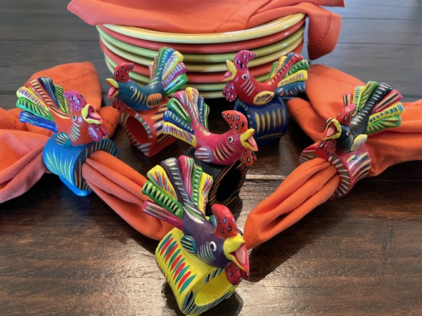 Rooster Napkin Rings, Set of 6 | Ortega's Folk Art