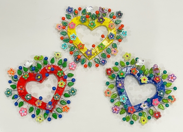Hollow Heart with Flowers, Medium | Ortega's Folk Art
