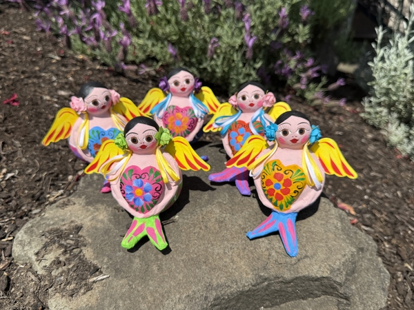 Sitting Mermaid with Mexican Heart, S/3 | Christmas Ornaments, Paper Mache, Angels