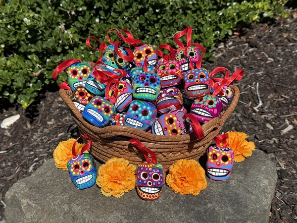 Guerrero Calavera Ornaments, Set of 6 | Day of the Dead Clay Work