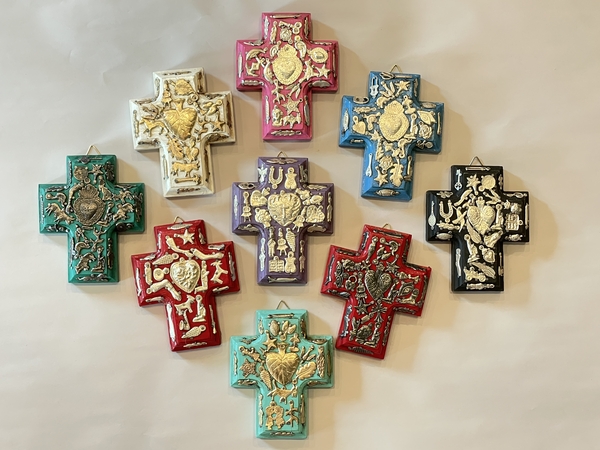 Small Cross with Milagros, S/2 | Mexican Crosses, Assorted