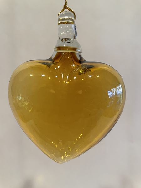 Mexican Blown Glass Heart, Amber | Blown Glass Hearts