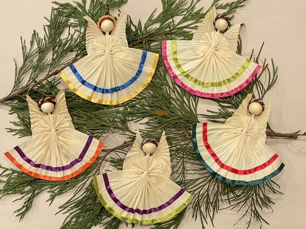 Mexican Corn Husk Angels, Natural | Corn Husk Christmas Ornaments