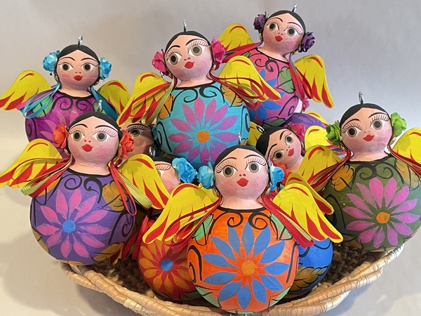 Girl Angel, Round | Christmas Ornaments, Paper Mache, Angels