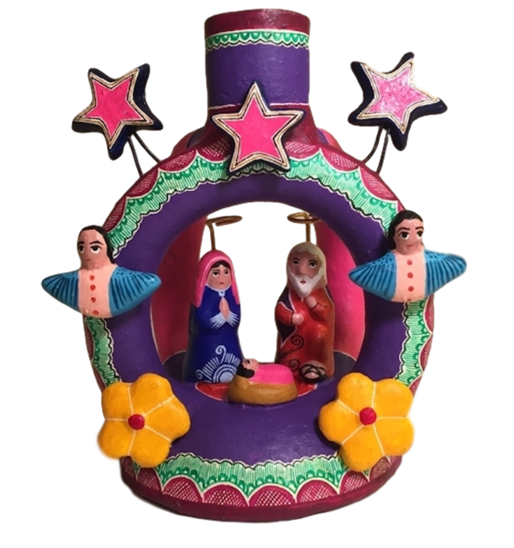 Nativity Set with Candle | Montesinos' Clay Work