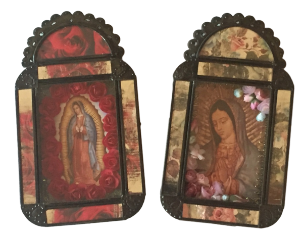 Small Antiqued Virgin Nicho, Color | Religious Nichos and Tin Decor