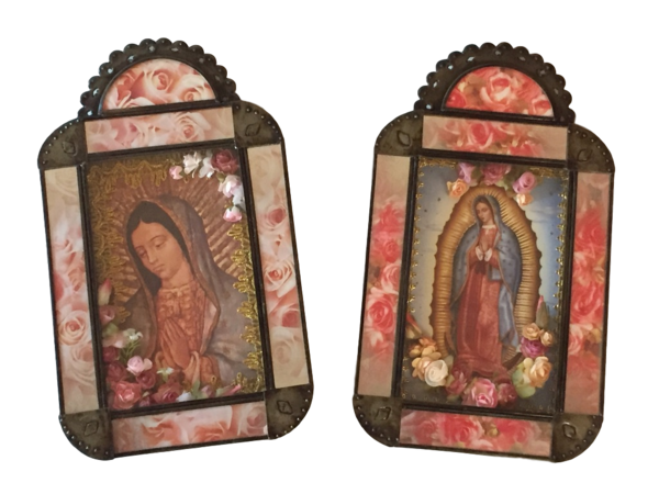 Large Antiqued Virgin Nicho, Color | Religious Nichos and Tin Decor