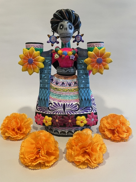 Frida Candelabra | Day of the Dead Clay Work