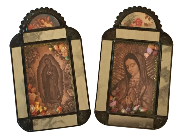 Large Antiqued Virgin Nicho, Sepia | Religious Nichos and Tin Decor