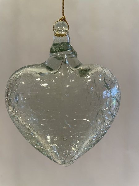 Crackled Clear Glass Heart | Blown Glass Hearts