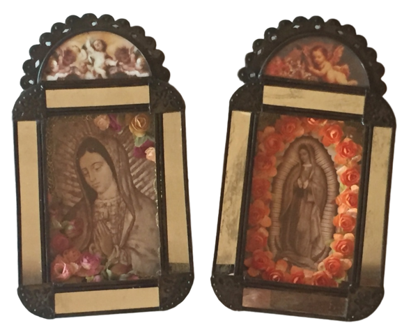 Small Antiqued Virgin Nicho, Sepia | Religious Nichos and Tin Decor