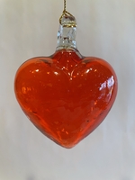 Image Mexican Blown Glass Heart, Orange