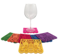 Image Pair of Doves Papel Picado Coasters, Set of 7