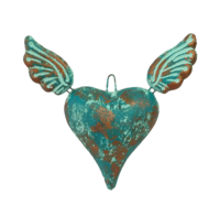 Image Sacred Heart Ornament, Turquoise with Undertones, Set of 3