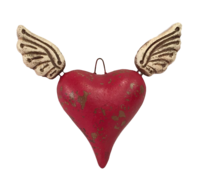 Image Sacred Heart Ornament, Red with Undertones, Set of 3