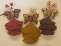 Image Hand Embroidered Butterfly with PonPon, S/3