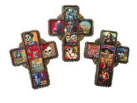 Image Tin Cross with Day of the Dead Tiles, Small, S/2