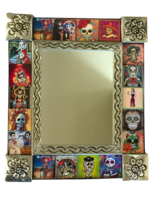 Image Tin Mirror with Day of the Dead Tiles, S/2