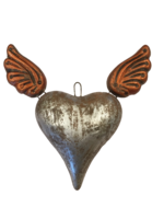 Image Sacred Heart Ornament, Silver with Undertones, Set of 3