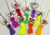 Image Otomi Heart Ornament with Pompom and Tassel