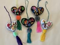 Image Otomi Heart Ornament with Pompom and Tassel