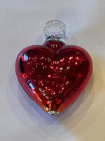 Image Mexican Blown Glass Heart, Red Metallic