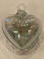 Image Mexican Blown Glass Heart, Clear Lustrous