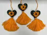 Image Embroidered Heart Ornament with Sunflower, S/5