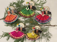 Image Mexican Corn Husk Catrina and Catrin Ornament