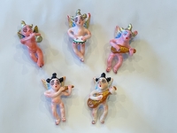 Image Traditional Guerrero Clay Ornaments, Angel Cherub Ornaments, S/5