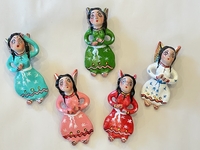 Image Traditional Guerrero Clay Ornaments, Angel Girl Ornaments, S/5