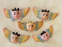 Image Traditional Guerrero Clay Ornaments, Cherub Ornaments, S/5