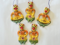 Image Traditional Guerrero Clay Ornaments, Jaguar Ornaments, S/5
